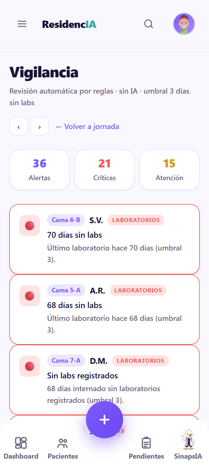 Vigilancia de pendientes en ResidencIA